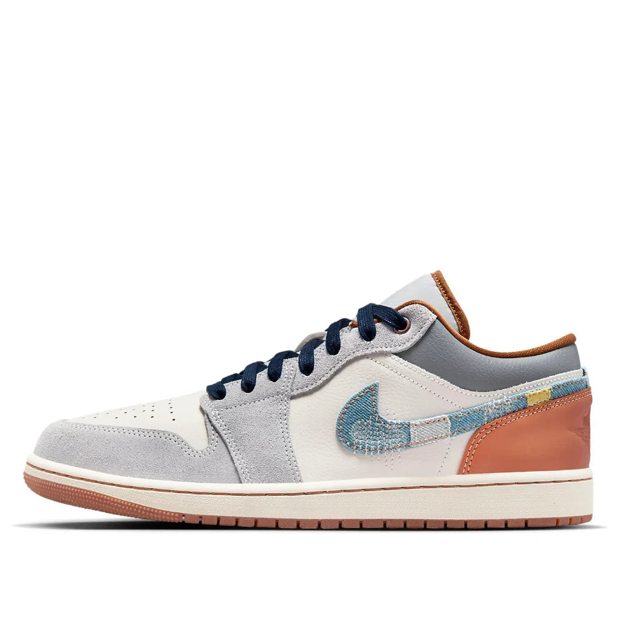 Air Jordan 1 Low SE Phantom Repaired Denim Swoosh - Streetwear Fashion - thesclo.com