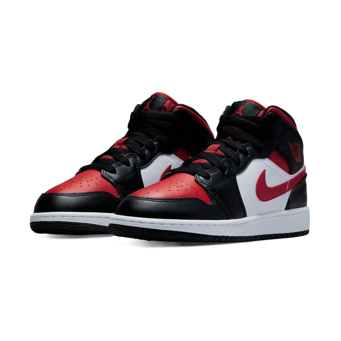 Air Jordan 1 Mid GS 'Black Fire Red'- Streetwear Fashion - thesclo.com