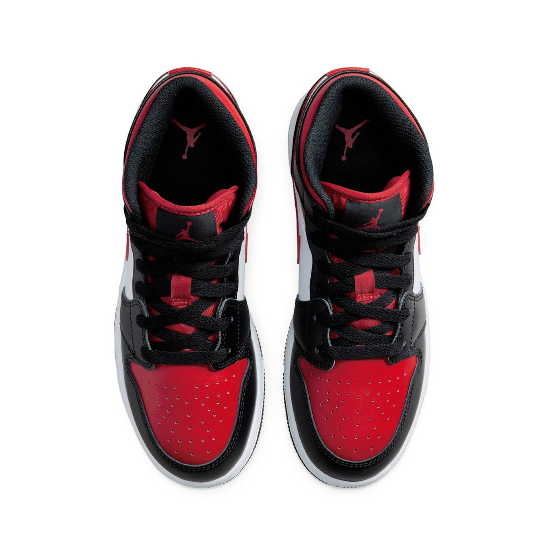 Air Jordan 1 Mid GS 'Black Fire Red'- Streetwear Fashion - thesclo.com