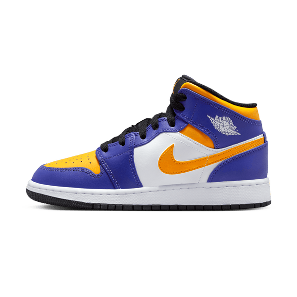 Air Jordan 1 Mid GS 'Lakers'- Streetwear Fashion - thesclo.com