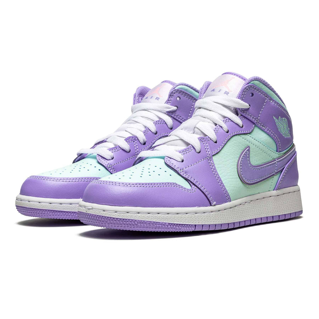 Air Jordan 1 Mid GS 'Purple Aqua'- Streetwear Fashion - thesclo.com