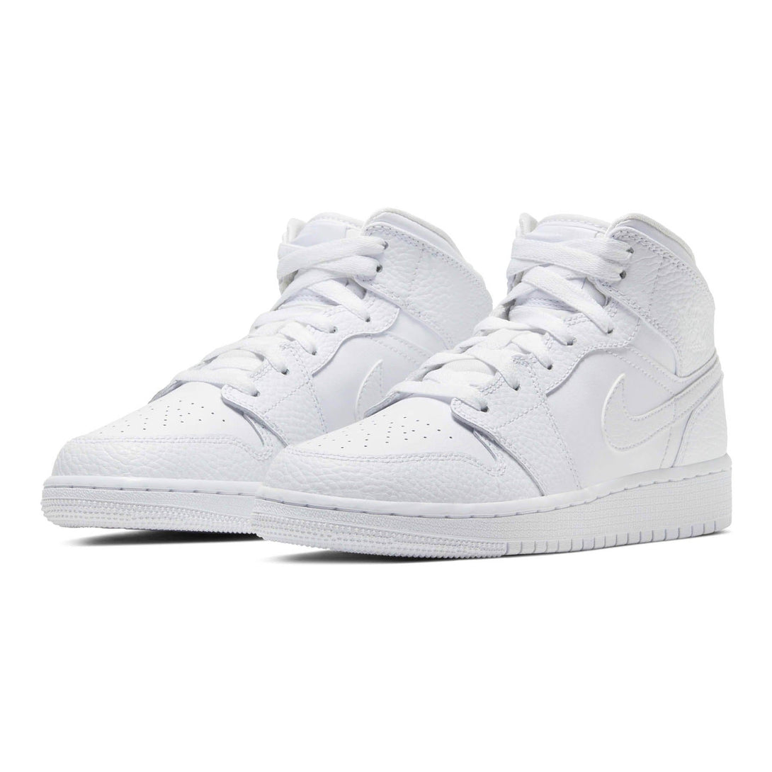 Air Jordan 1 Mid GS 'Triple White'- Streetwear Fashion - thesclo.com