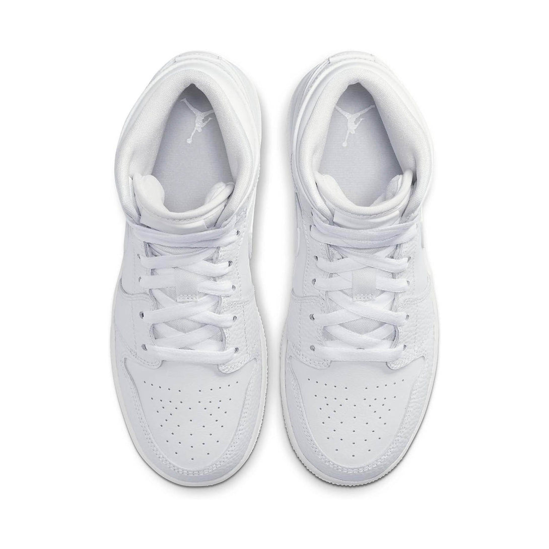 Air Jordan 1 Mid GS 'Triple White'- Streetwear Fashion - thesclo.com