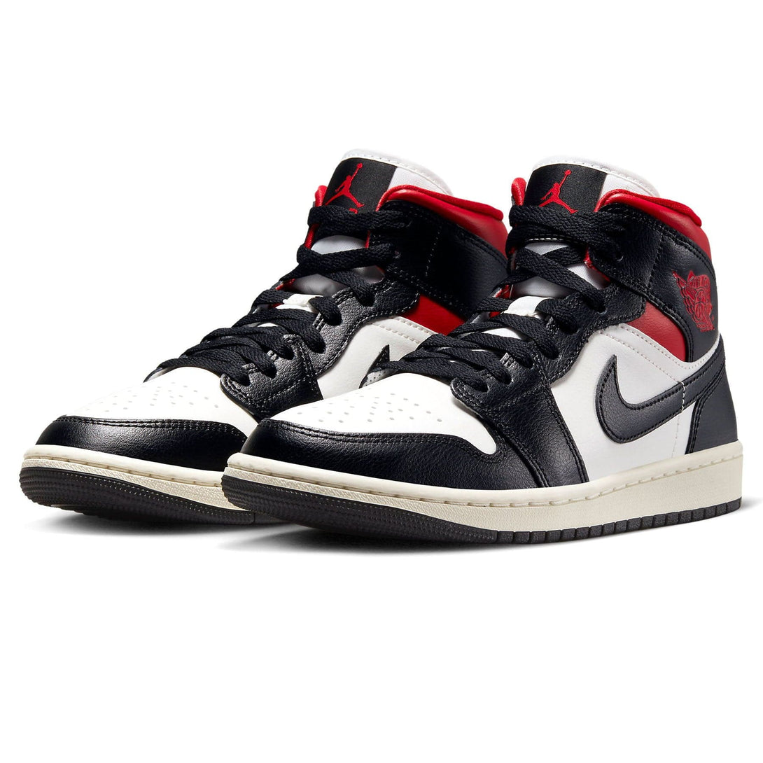 Air Jordan 1 Mid Wmns 'Black Sail Gym Red'- Streetwear Fashion - thesclo.com