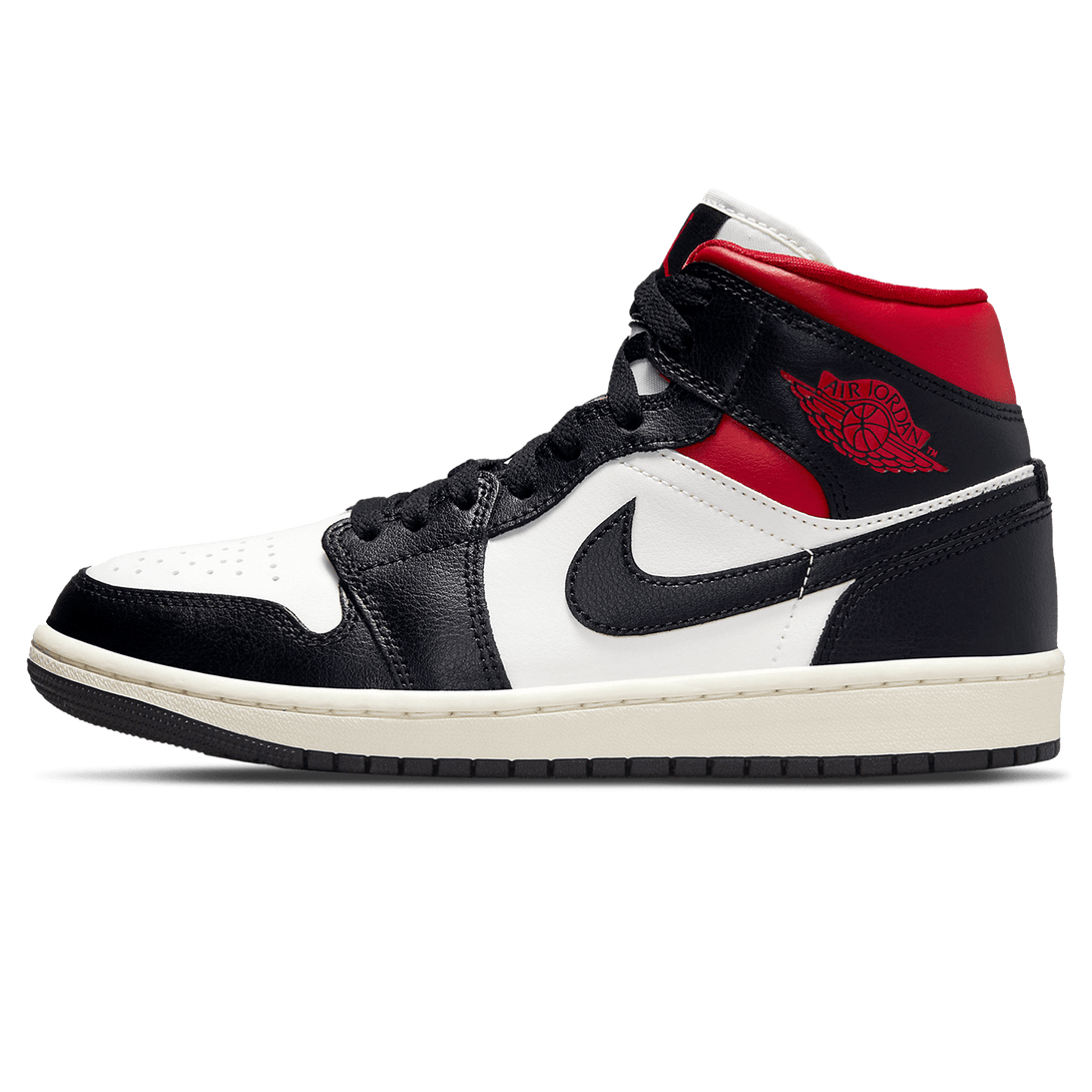 Air Jordan 1 Mid Wmns 'Black Sail Gym Red'- Streetwear Fashion - thesclo.com