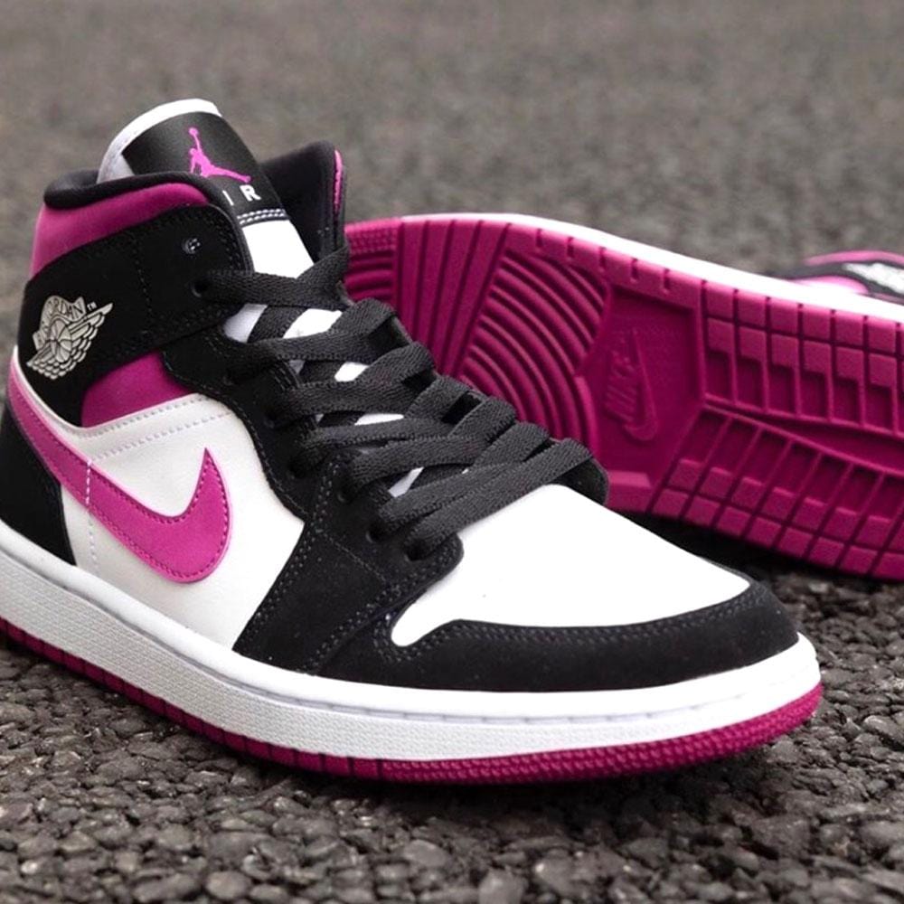 Air Jordan 1 WMNS Mid 'Black Cactus Flower'- Streetwear Fashion - thesclo.com