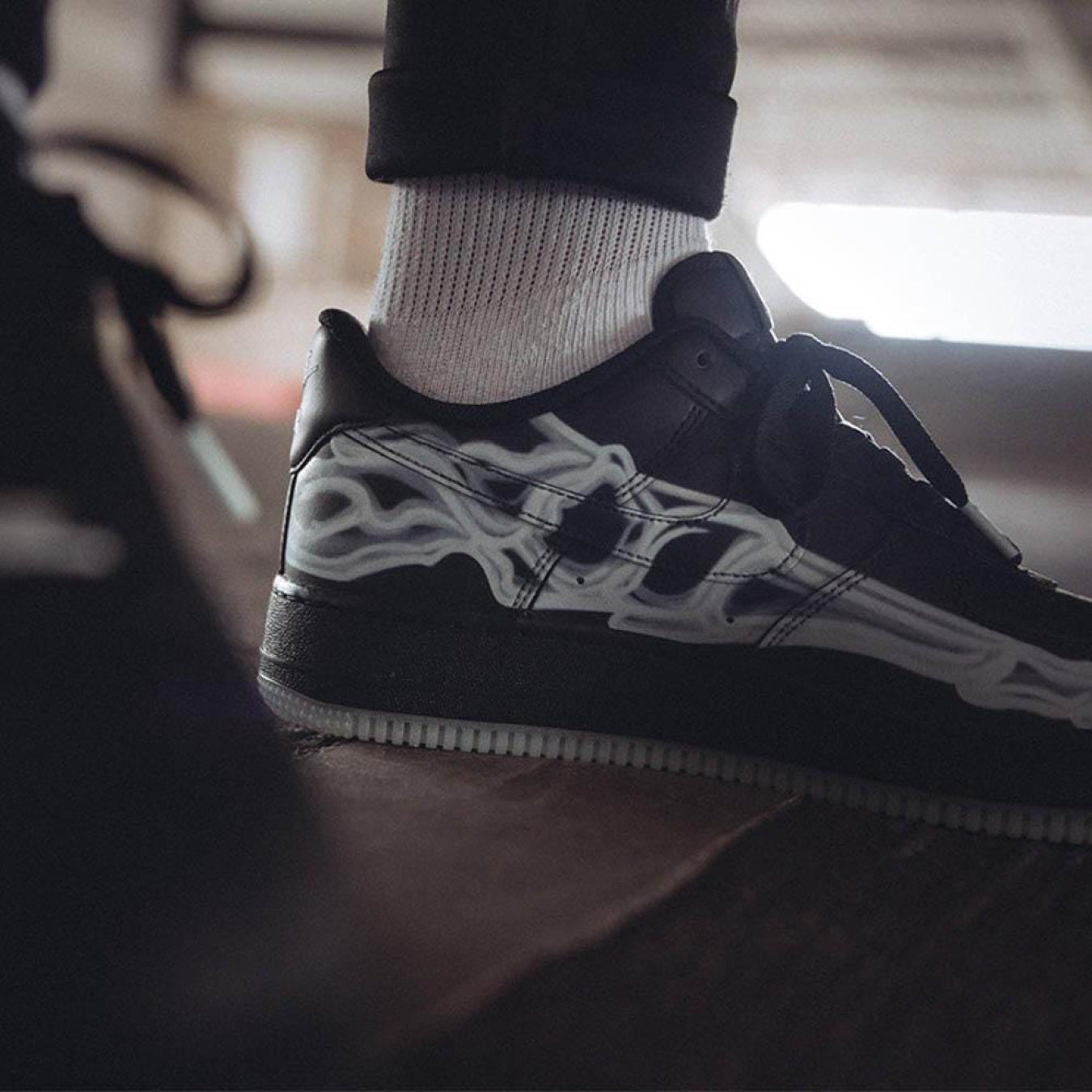 Nike Air Force 1 '07 QS 'Black Skeleton' - Streetwear Fashion - thesclo.com