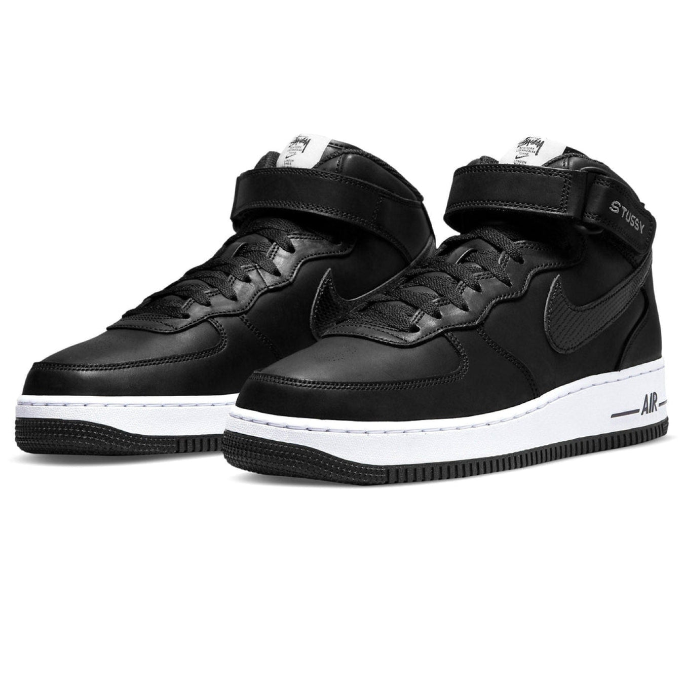 Nike Air Force 1 Mid Stussy 'Black White' - Streetwear Fashion - thesclo.com