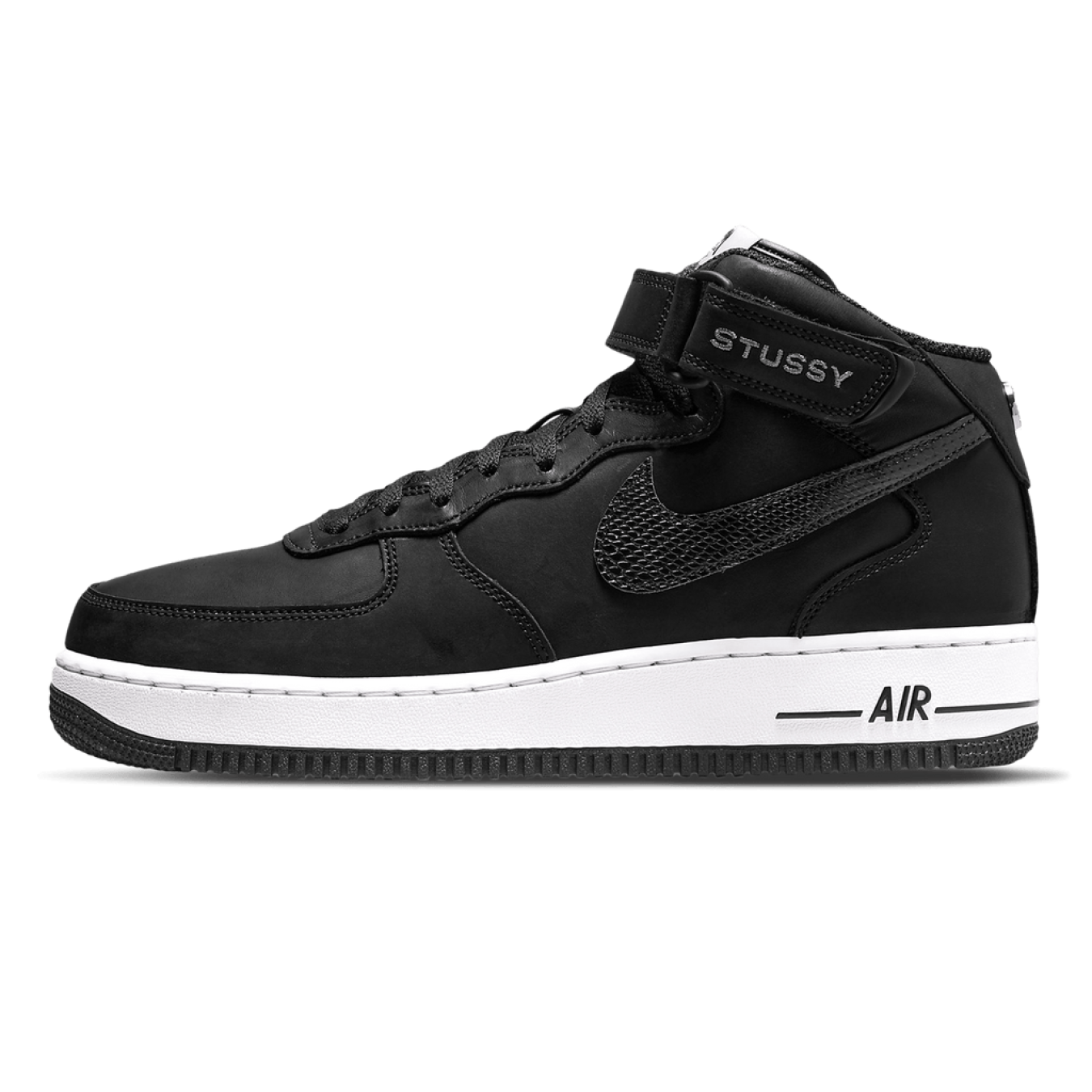 Nike Air Force 1 Mid Stussy 'Black White' - Streetwear Fashion - thesclo.com