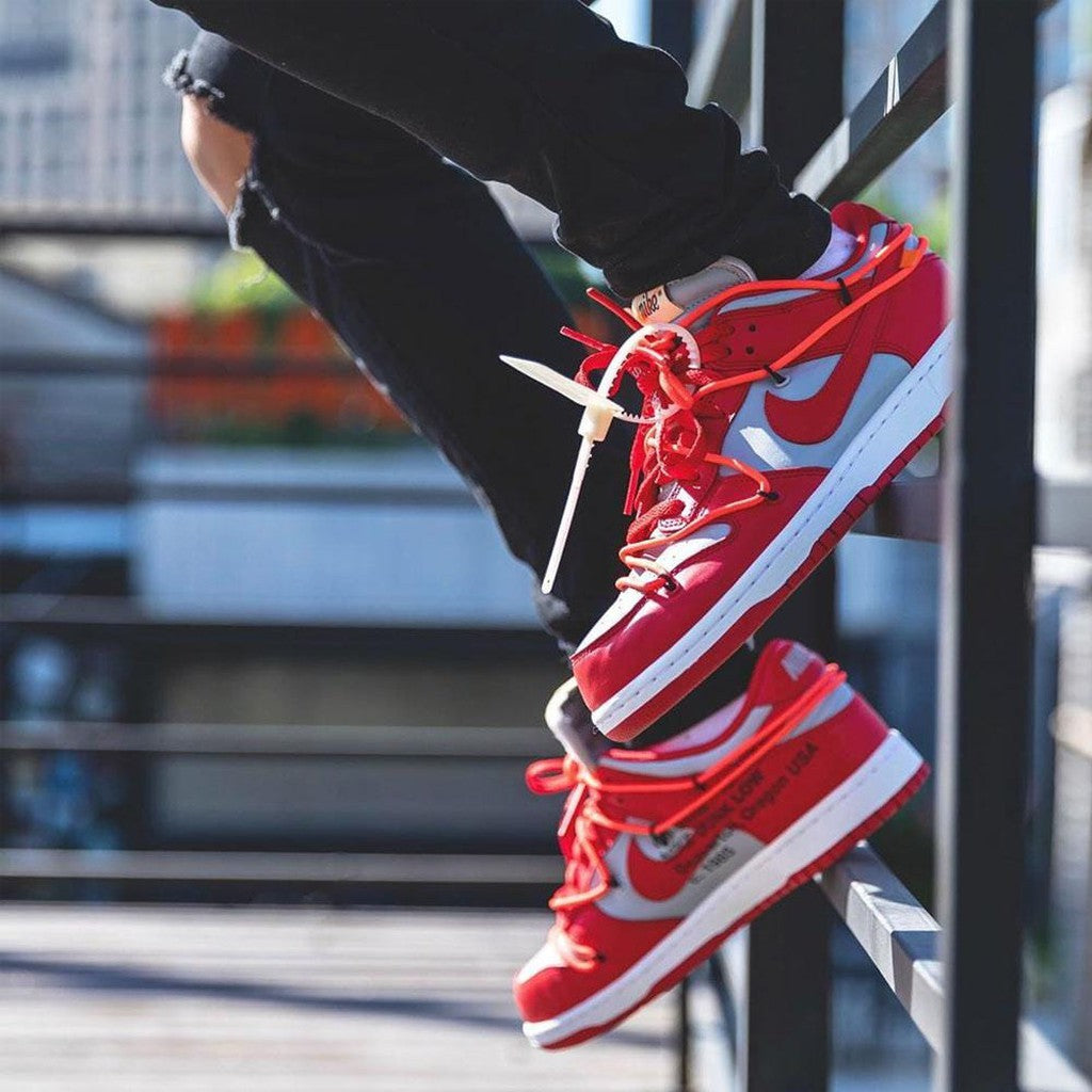 OFF-WHITE x Nike Dunk Low 'University Red'- Streetwear Fashion - thesclo.com