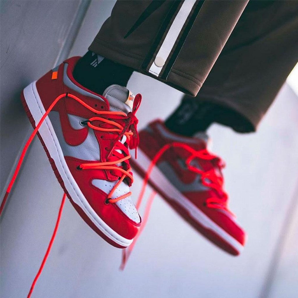 OFF-WHITE x Nike Dunk Low 'University Red'- Streetwear Fashion - thesclo.com