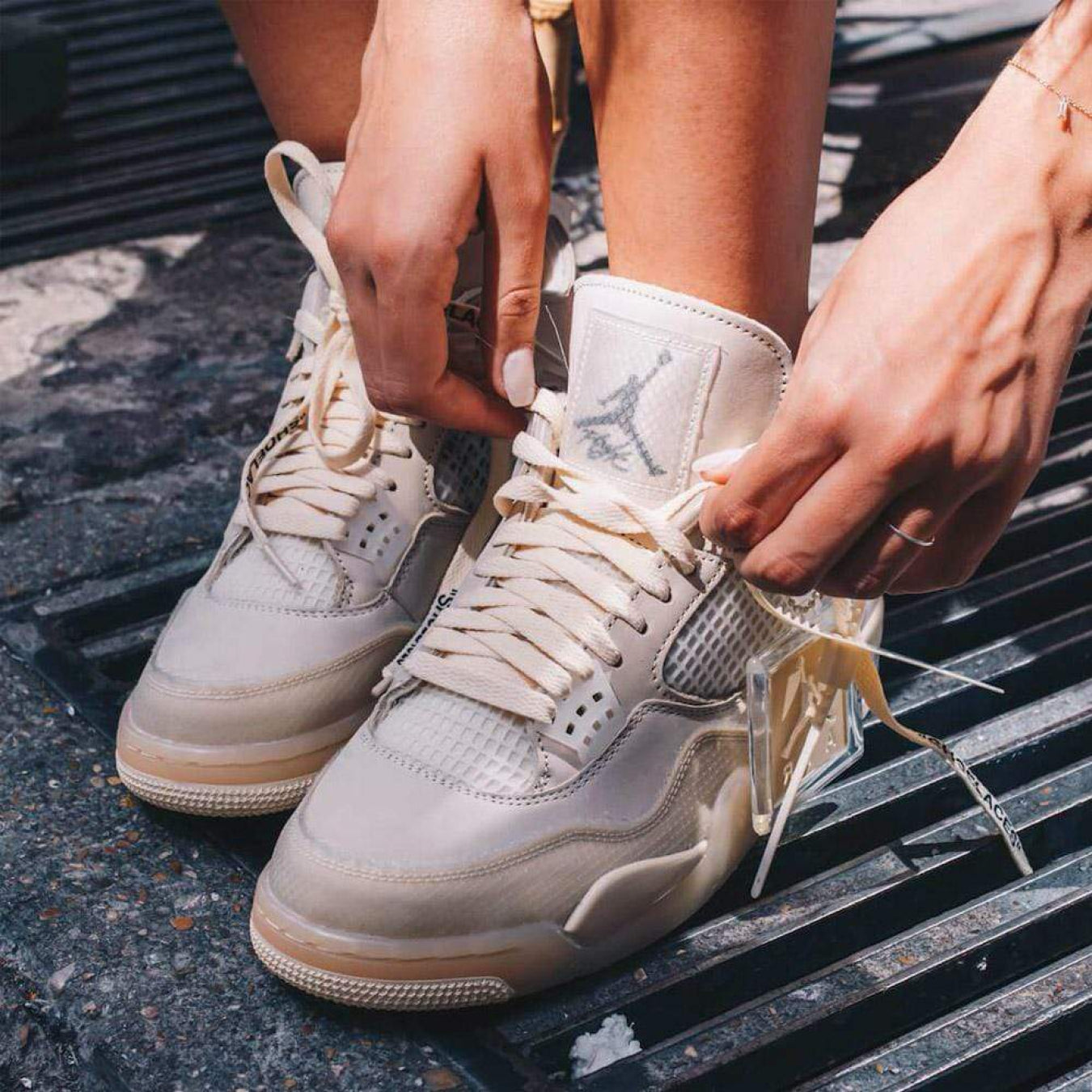 OFF-WHITE x Wmns Air Jordan 4 SP 'Sail' - Streetwear Fashion - thesclo.com