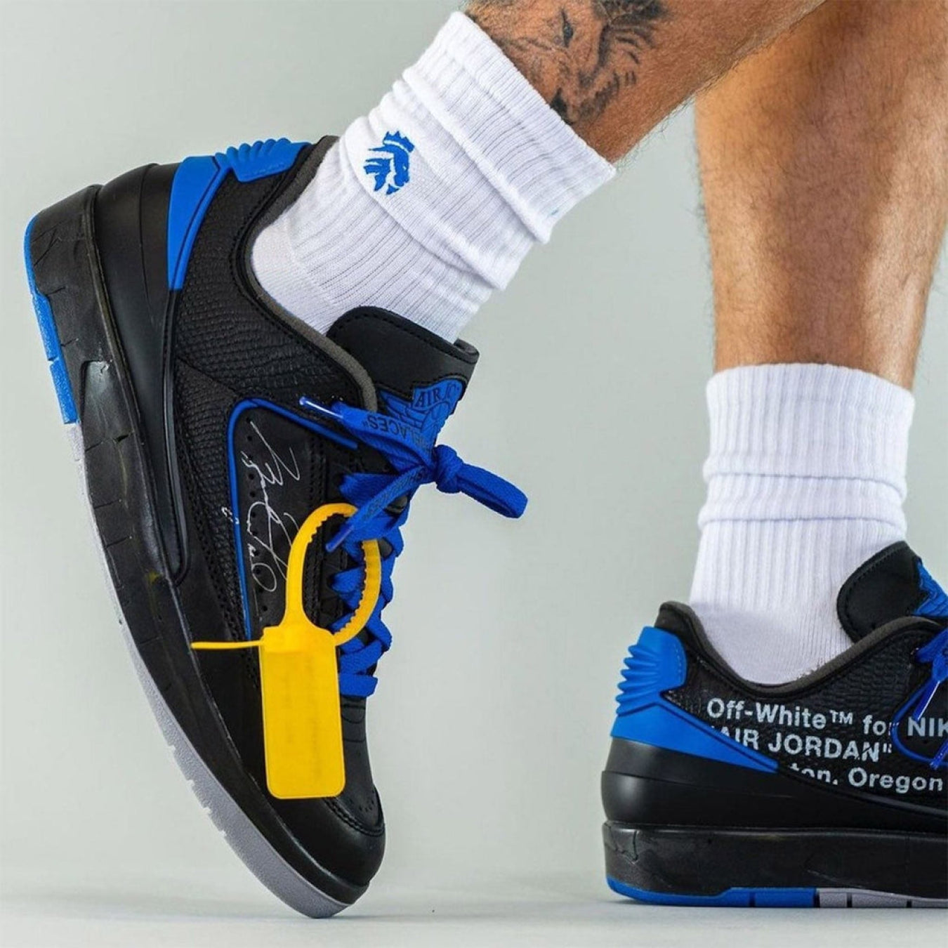 Off-White x Air Jordan 2 Retro Low SP 'Black Varsity Royal' - Streetwear Fashion - thesclo.com