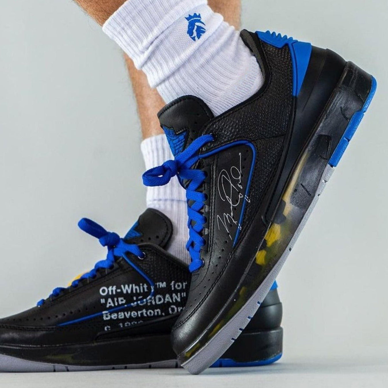 Off-White x Air Jordan 2 Retro Low SP 'Black Varsity Royal' - Streetwear Fashion - thesclo.com