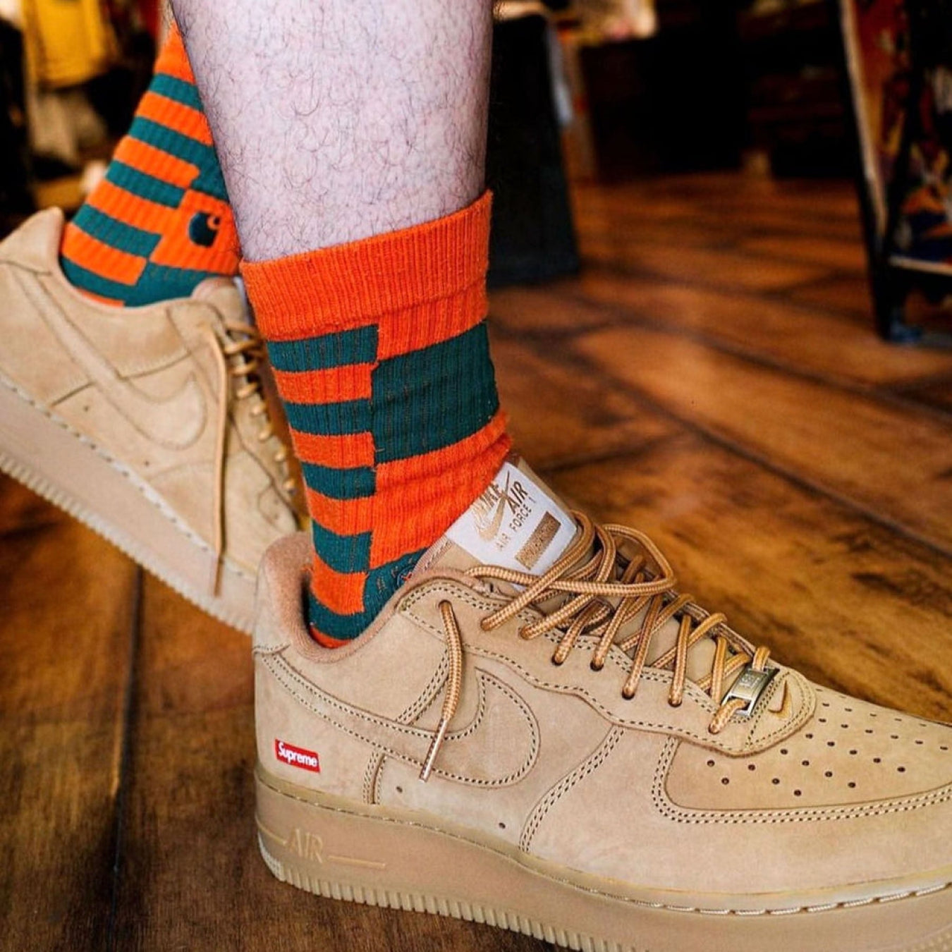 Supreme x Nike Air Force 1 Low SP 'Flax' - Streetwear Fashion - thesclo.com