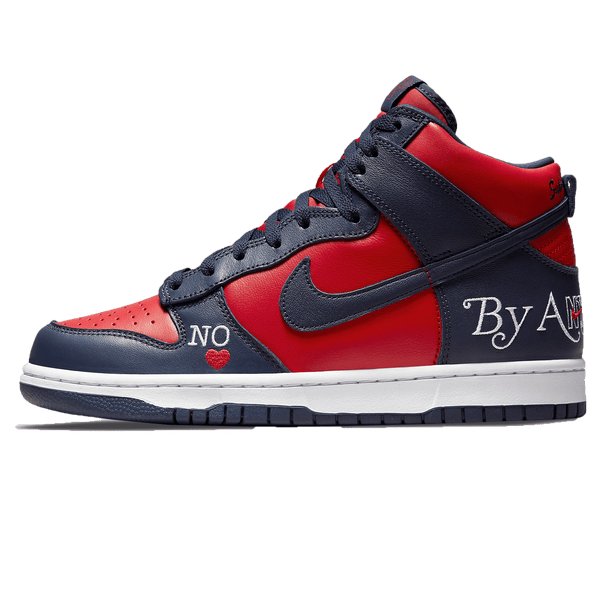 Supreme x Nike Dunk High SB 'By Any Means - Red Navy'- Streetwear Fashion - thesclo.com