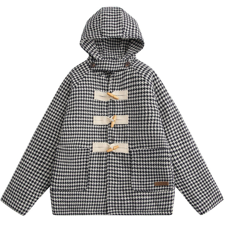 Thesclo - Abstract Plaid Hood Winter Coat - Streetwear Fashion - thesclo.com