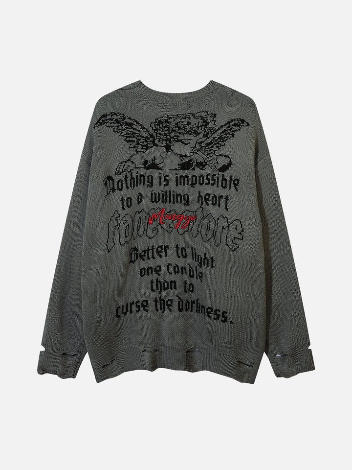 Thesclo - Angel Slogan Jacquard Sweater - Streetwear Fashion - thesclo.com