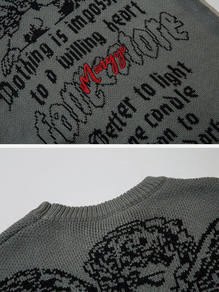 Thesclo - Angel Slogan Jacquard Sweater - Streetwear Fashion - thesclo.com