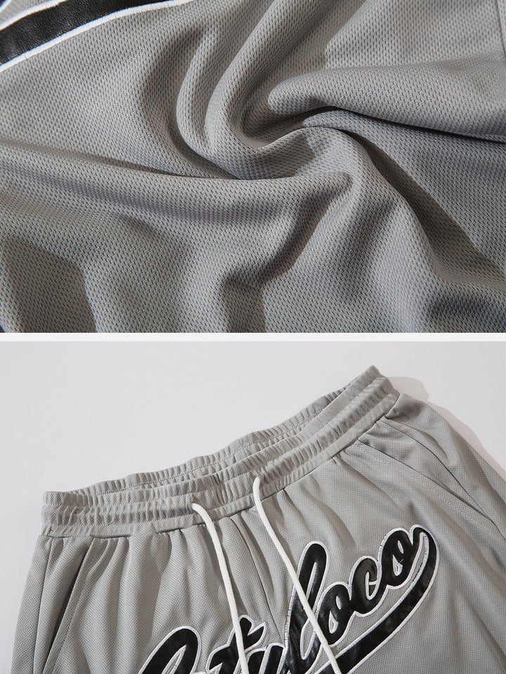 Thesclo - Applique Embroidery Stripes Shorts - Streetwear Fashion - thesclo.com