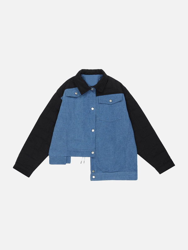 Thesclo - Asymmetric Hem Denim Jacket - Streetwear Fashion - thesclo.com