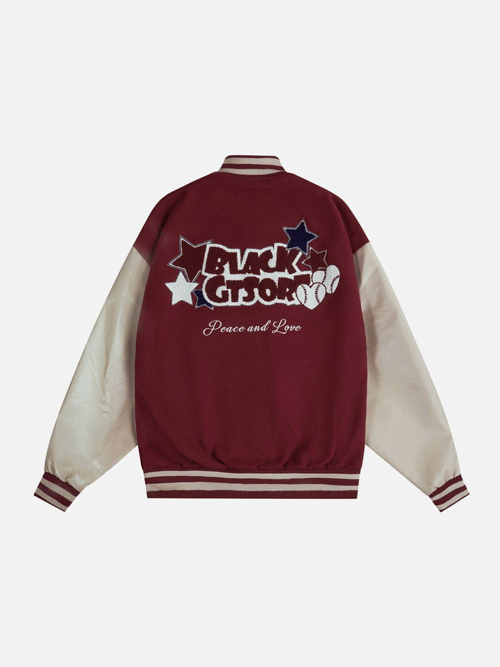 Thesclo - "B" Embroidery Patchwork Varsity Jacket - Streetwear Fashion - thesclo.com