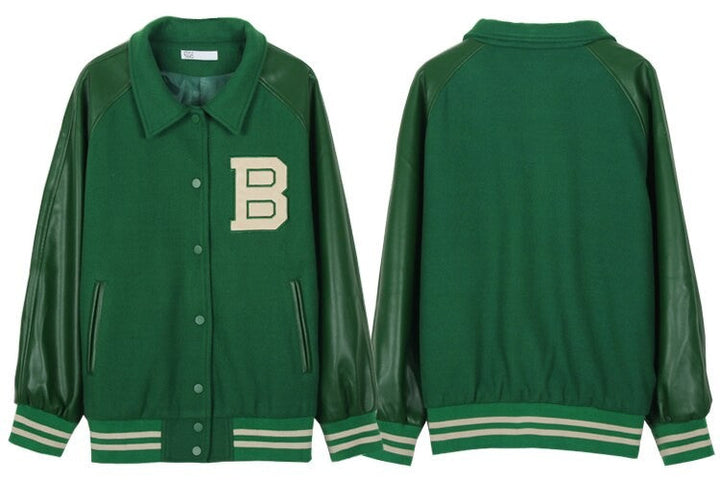 Thesclo - B Green Baseball Jacket - Streetwear Fashion - thesclo.com