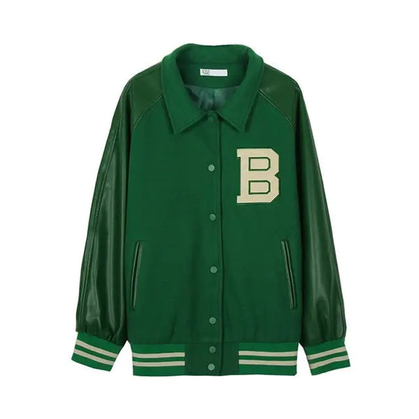 Thesclo - B Green Baseball Jacket - Streetwear Fashion - thesclo.com