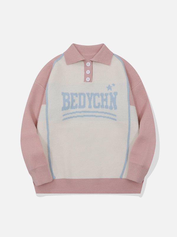 Thesclo - BEDYCHN Embroidery Polo Collar Sweater - Streetwear Fashion - thesclo.com