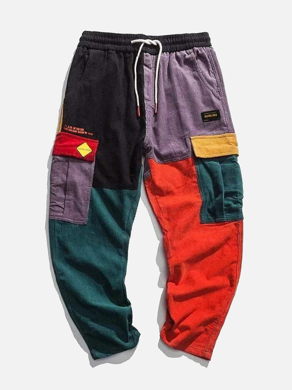 Thesclo - "Back to 90's" Patchwork Color Block Corduroy Pants - Streetwear Fashion - thesclo.com
