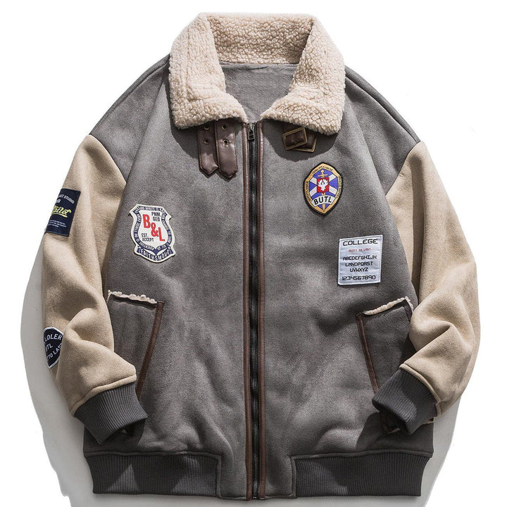 Thesclo - Badge Collage Polo Collar Winter Coat - Streetwear Fashion - thesclo.com