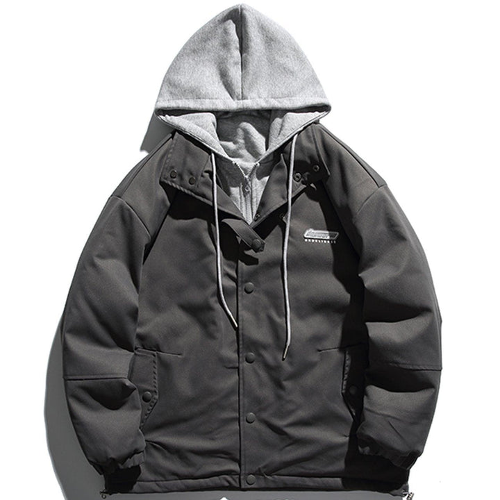 Thesclo - Badge Stitching Hooded Winter Coat - Streetwear Fashion - thesclo.com