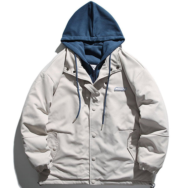 Thesclo - Badge Stitching Hooded Winter Coat - Streetwear Fashion - thesclo.com