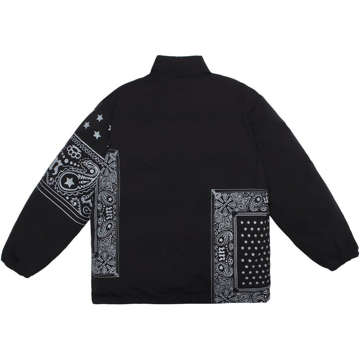 Thesclo - Bandana Print Patchwork Winter Coat - Streetwear Fashion - thesclo.com