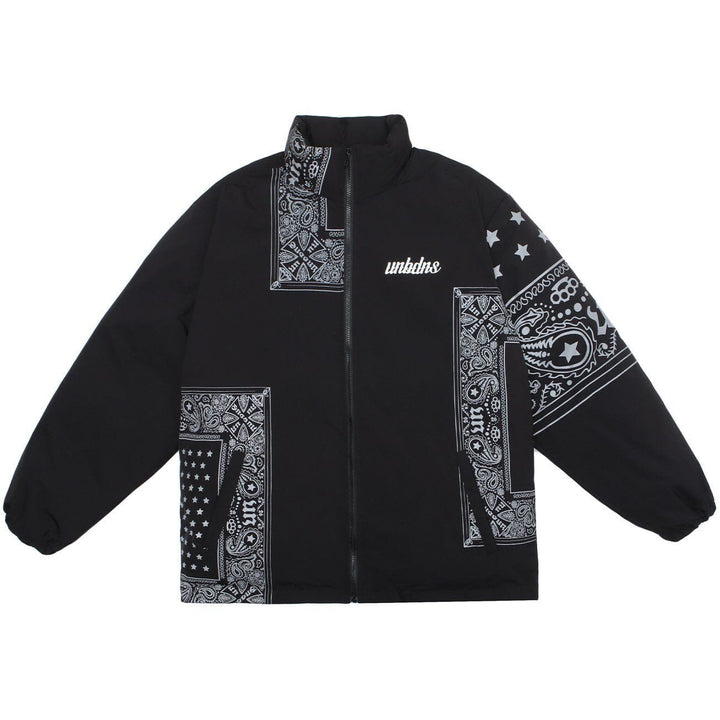 Thesclo - Bandana Print Patchwork Winter Coat - Streetwear Fashion - thesclo.com