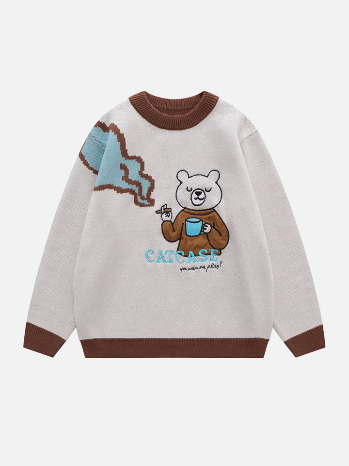 Thesclo - Bear Embroidery Pattern Sweater - Streetwear Fashion - thesclo.com