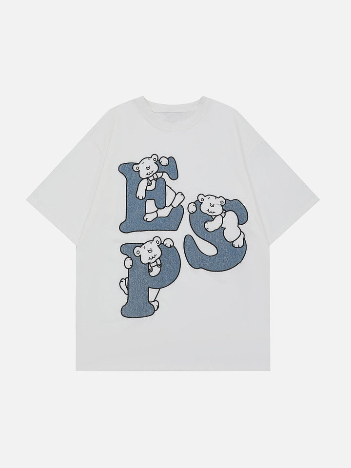 Thesclo - Bear Letter Print Tee - Streetwear Fashion - thesclo.com