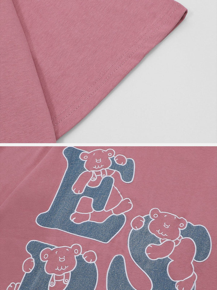 Thesclo - Bear Letter Print Tee - Streetwear Fashion - thesclo.com