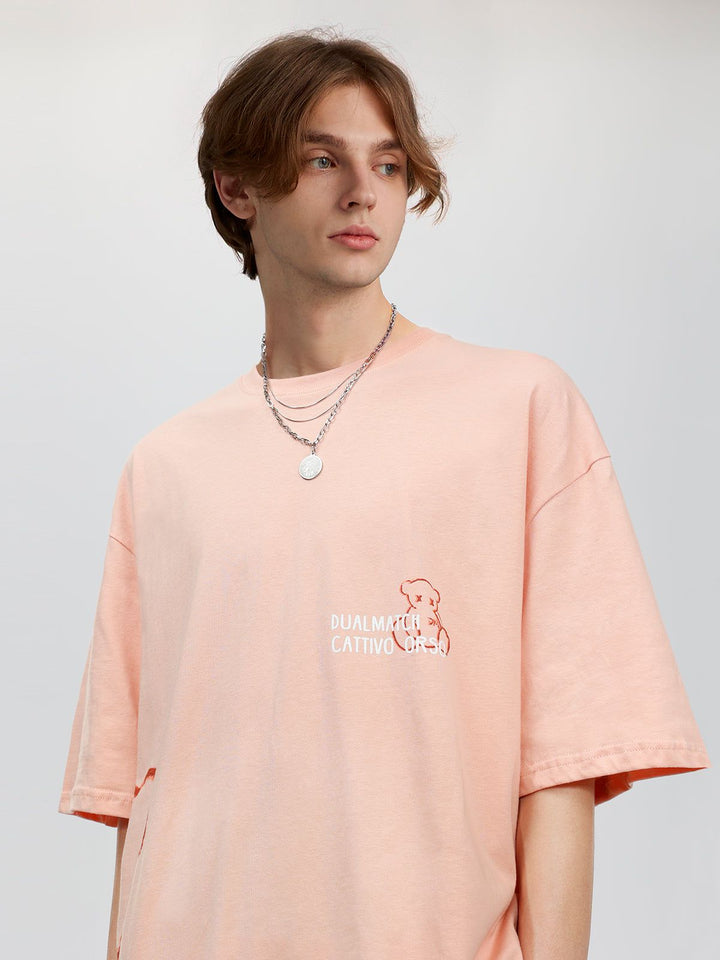 Thesclo - Bear Stick Figure Print Cotton Tee - Streetwear Fashion - thesclo.com