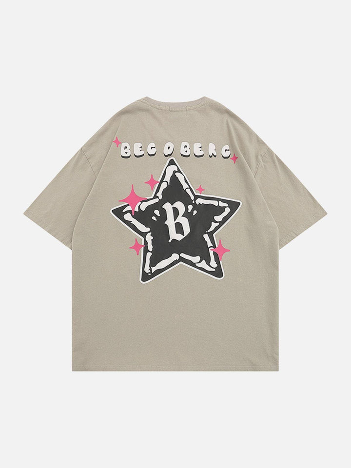 Thesclo - Bone Star Graphic Washed Tee - Streetwear Fashion - thesclo.com