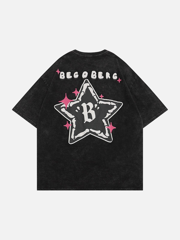 Thesclo - Bone Star Graphic Washed Tee - Streetwear Fashion - thesclo.com