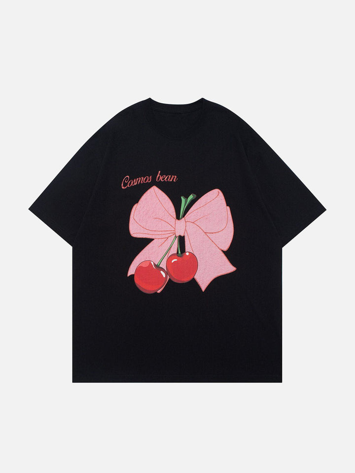 Thesclo - Bow-knot Cherry Print Tee - Streetwear Fashion - thesclo.com