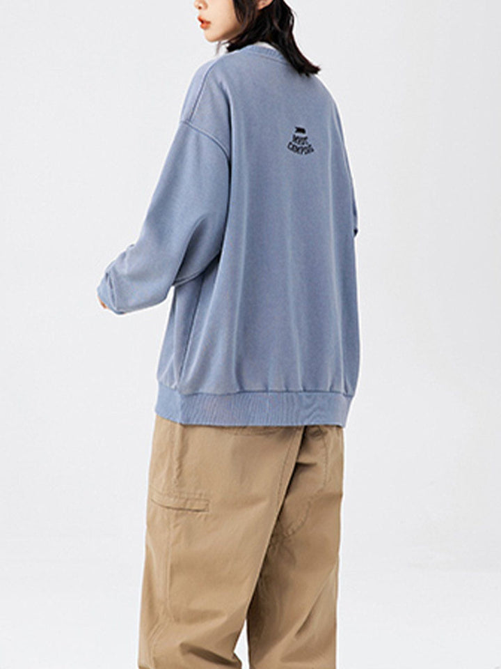 Thesclo - Breast Pockets Trim Washed Sweatshirts - Streetwear Fashion - thesclo.com