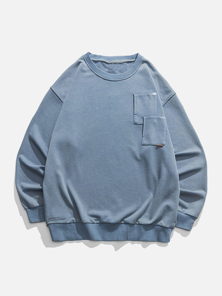 Thesclo - Breast Pockets Trim Washed Sweatshirts - Streetwear Fashion - thesclo.com