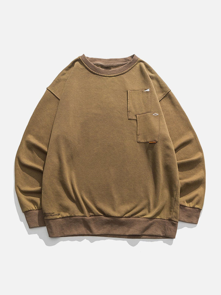 Thesclo - Breast Pockets Trim Washed Sweatshirts - Streetwear Fashion - thesclo.com