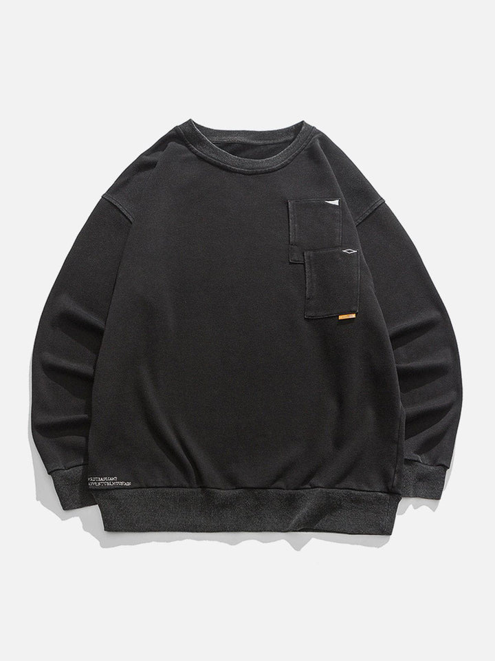 Thesclo - Breast Pockets Trim Washed Sweatshirts - Streetwear Fashion - thesclo.com