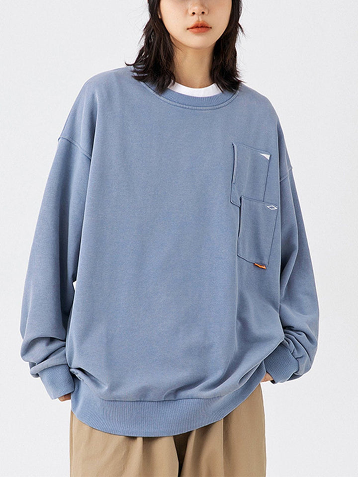 Thesclo - Breast Pockets Trim Washed Sweatshirts - Streetwear Fashion - thesclo.com