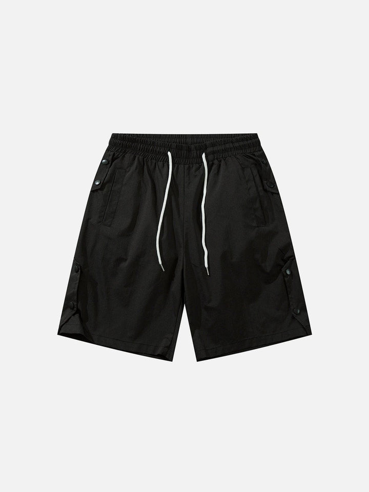 Thesclo - Buckle Decoration Solid Shorts - Streetwear Fashion - thesclo.com