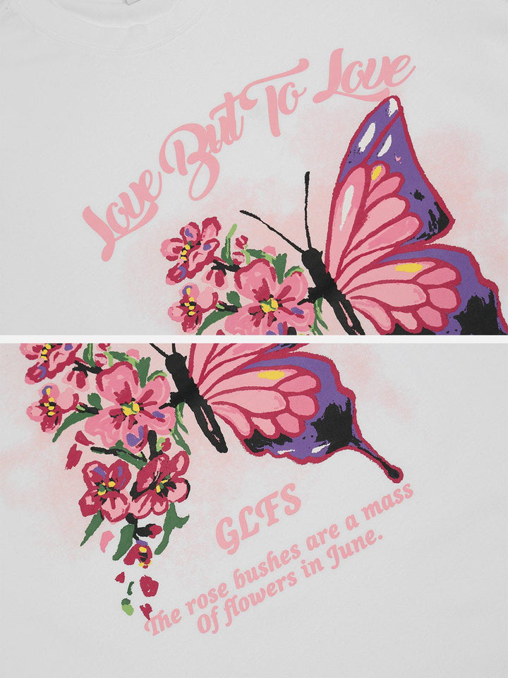 Thesclo - Butterflies Flowers Print Tee - Streetwear Fashion - thesclo.com