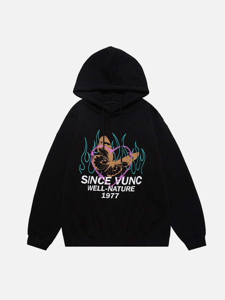 Thesclo - Butterfly Print Fleece Hoodie - Streetwear Fashion - thesclo.com